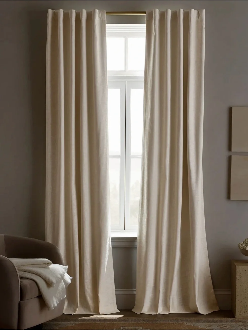 Quince Textured Cotton Blackout Set of 2 Panels in Ivory